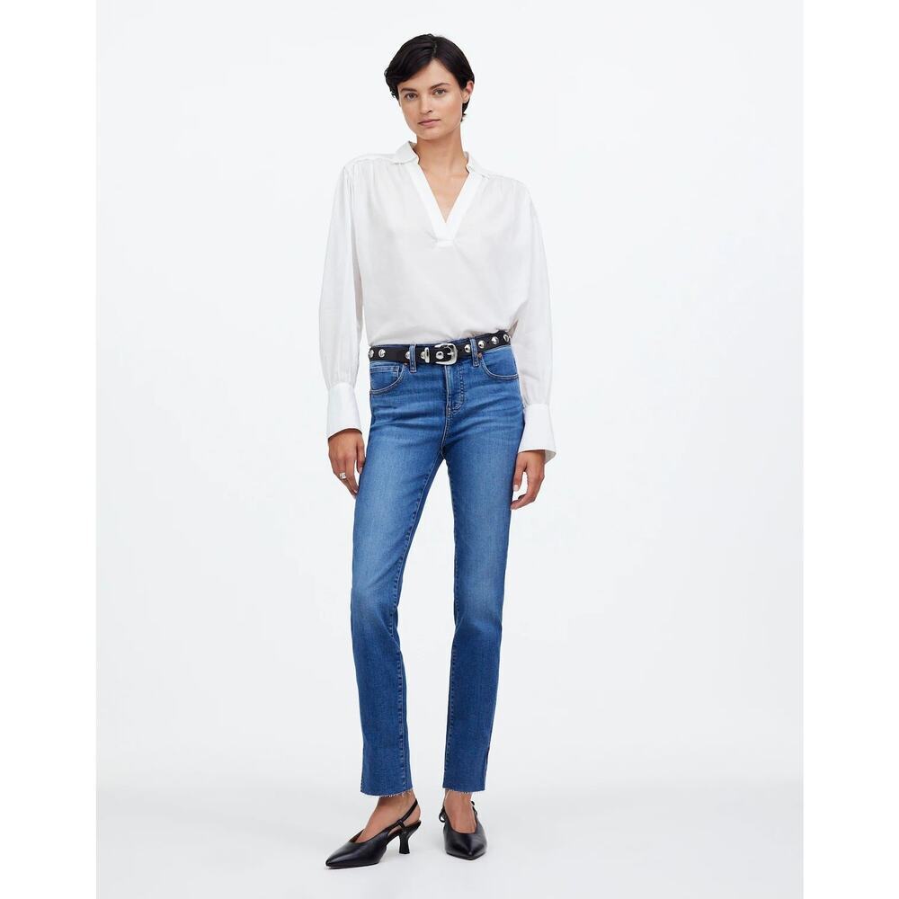 Madewell Mid-Rise Stovepipe Jeans Slim Leg Denim Stretch Blue Size 24 NWT
